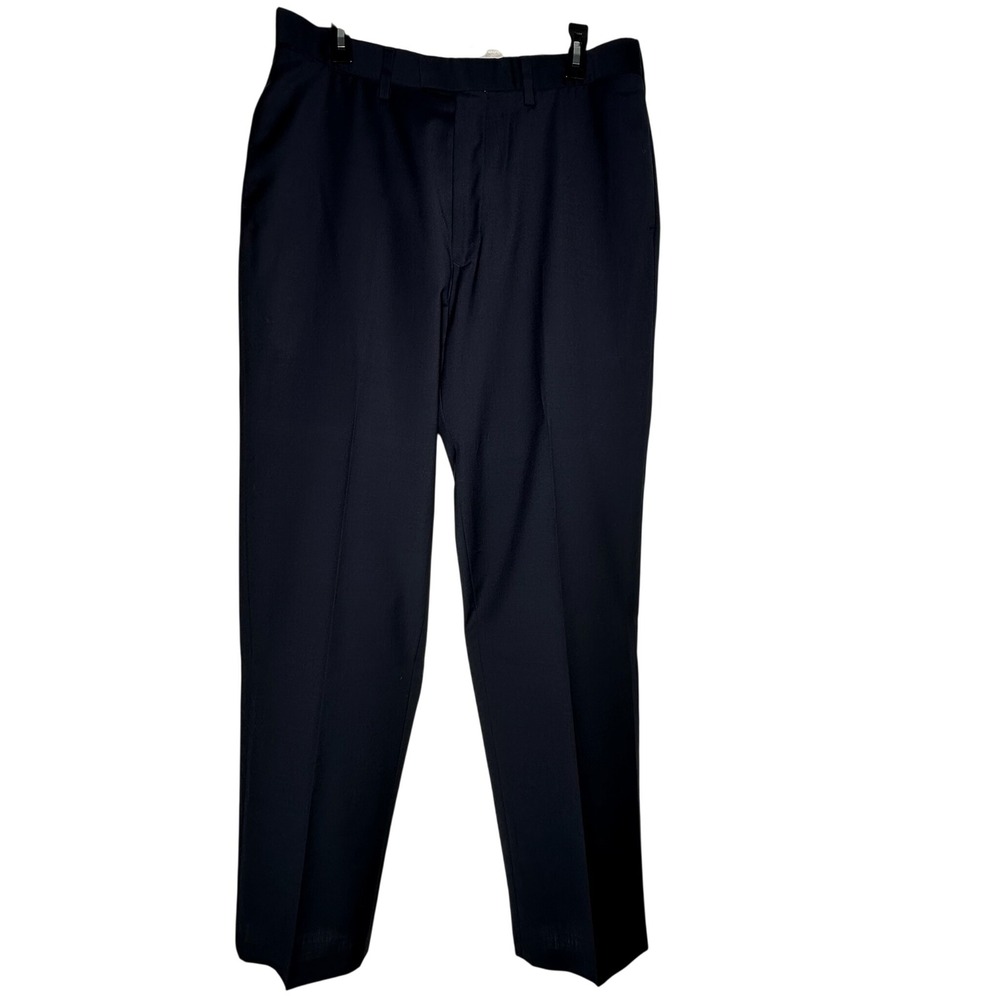 Nautica Clipper Mens Navy Blue Wool Blend Relaxed Fit Dress Pants 34W x 34L